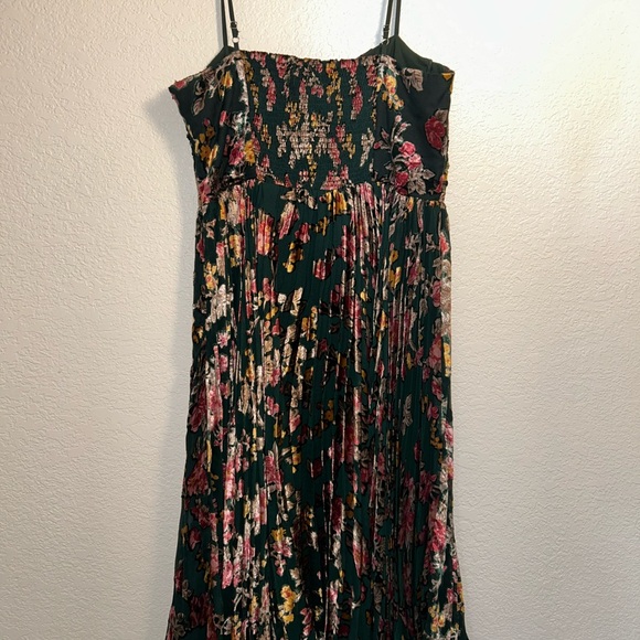 Anthropologie Pink and Green Spaghetti Strap Midi Dress - Picture 5 of 6